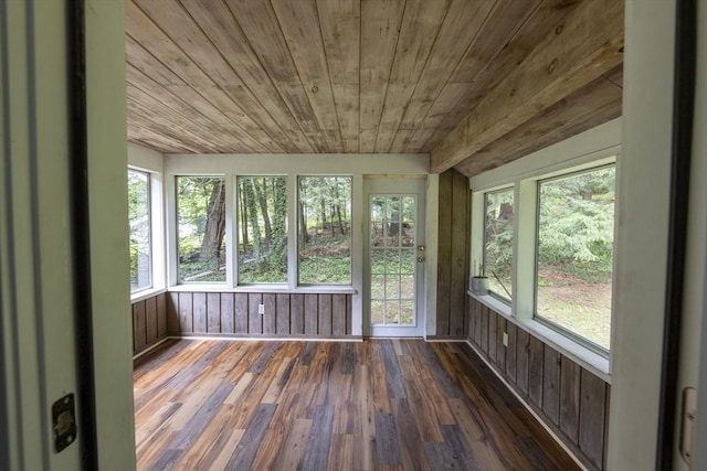 400 Loomis St, Westfield, MA 01085 - unfurnished sunroom featuring wood-type flooring, wooden ceiling, and wood walls