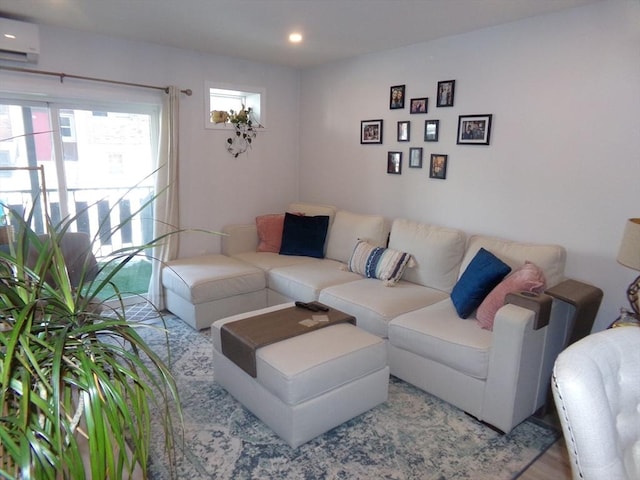 living room featuring a wall mounted AC