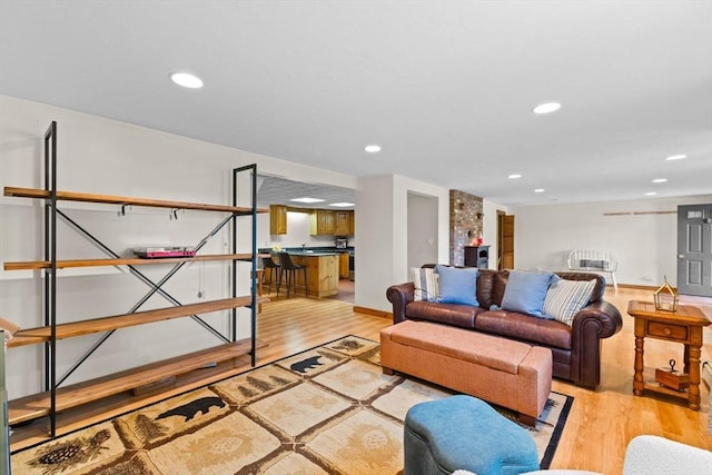111 Esta Rd, Plymouth, MA 02360 - living room with light wood finished floors, recessed lighting, and baseboards