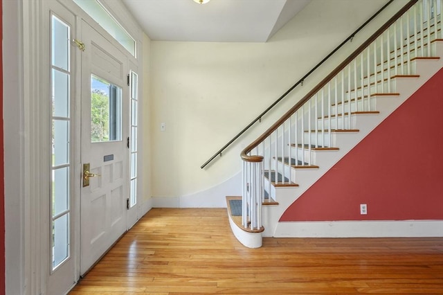 270 Main St, Oxford, MA 01540 - foyer entrance featuring hardwood / wood-style floors, stairs, and baseboards