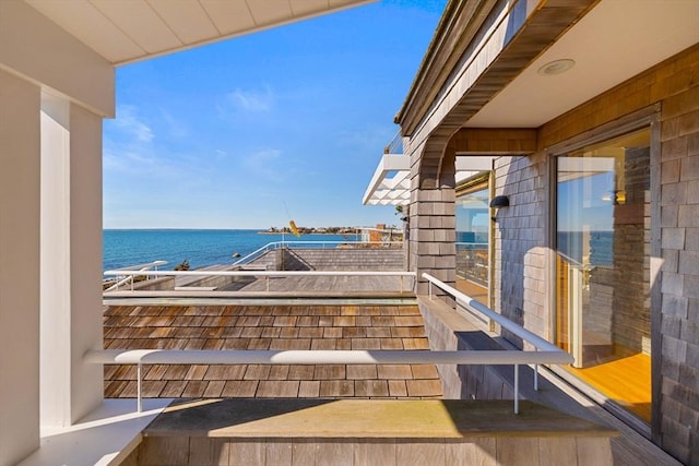 balcony with a water view