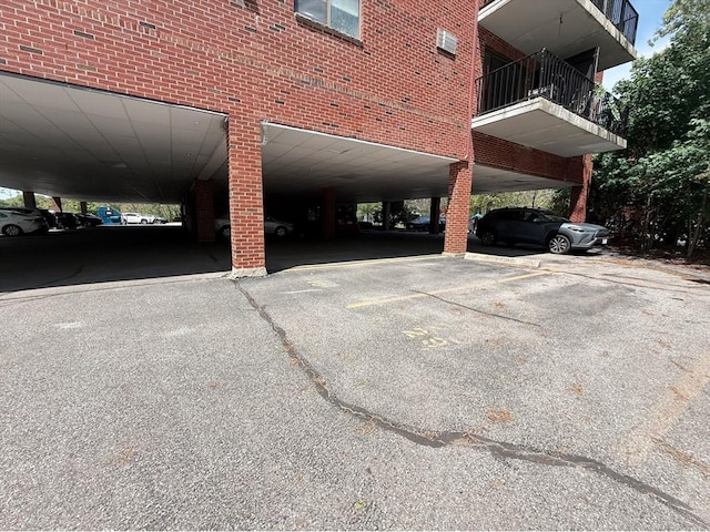 view of covered parking lot