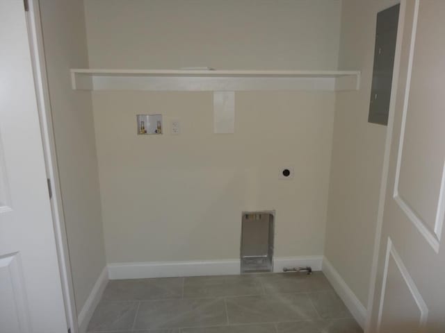 laundry area featuring washer hookup, tile patterned floors, hookup for an electric dryer, and electric panel