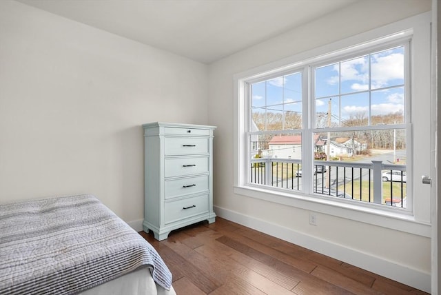 bedroom featuring multiple windows and hardwood / wood-style floors