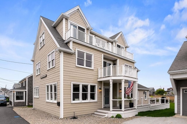 77 Lighthouse Rd, Scituate, MA 02066 - back of property with a balcony and a shingled roof