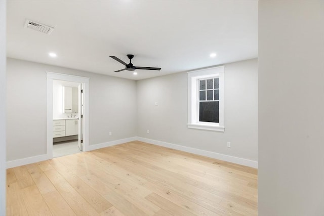 17 Canonbury Ln, Nantucket, MA 02564 - spare room with recessed lighting, visible vents, light wood-style flooring, and ceiling fan