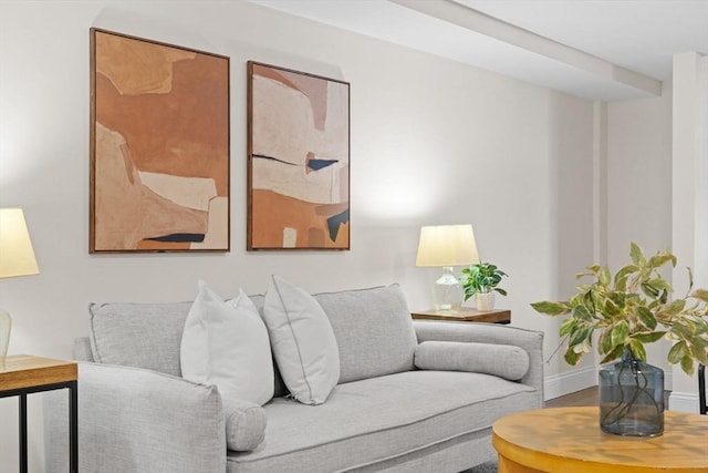 living area with baseboards