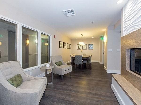 living room featuring dark hardwood / wood-style floors