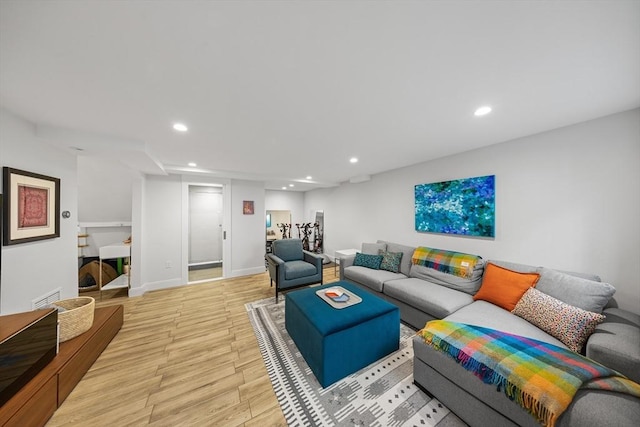 137 Walden St Unit 137, Cambridge, MA 02140 - living area featuring recessed lighting, light wood-style flooring, and baseboards