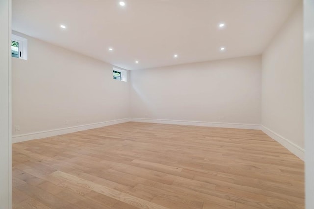 95 Blake St, Newton, MA 02460 - empty room with light wood-style flooring, baseboards, and recessed lighting