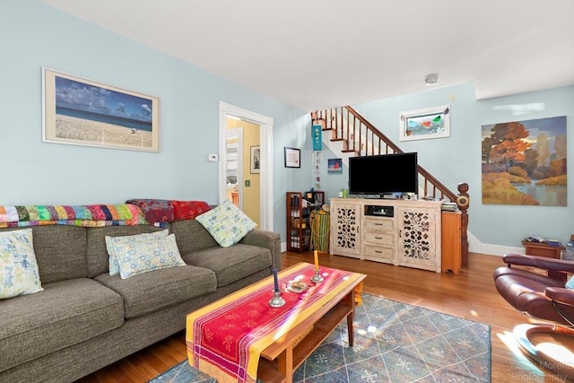 11 Hickory St, Gloucester, MA 01930 - living room with stairway and wood finished floors