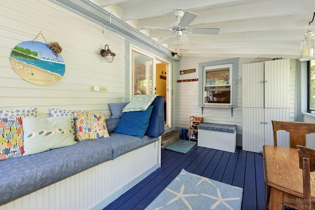 11 Hickory St, Gloucester, MA 01930 - sunroom / solarium with ceiling fan and beamed ceiling