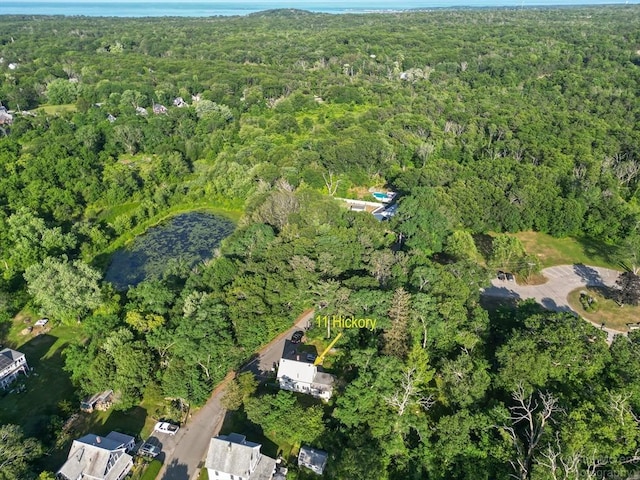 11 Hickory St, Gloucester, MA 01930 - aerial view of property's location featuring a heavily wooded area