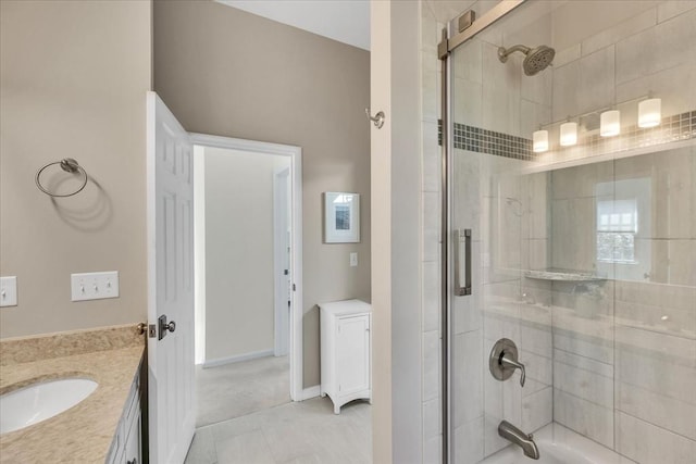 full bath featuring tub / shower combination and vanity