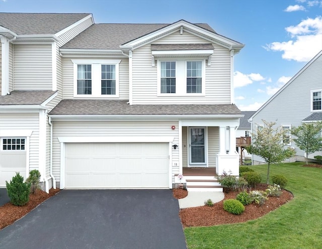 19 Locust Ln Unit 19, Hopkinton, MA 01748 - multi unit property featuring asphalt driveway, an attached garage, a shingled roof, and a front yard