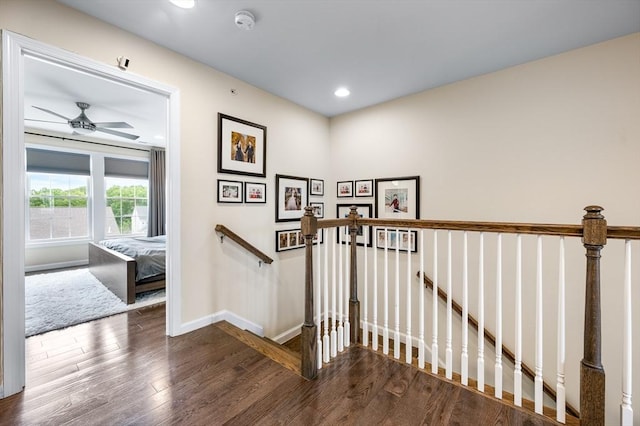 19 Locust Ln Unit 19, Hopkinton, MA 01748 - hallway featuring an upstairs landing, baseboards, wood finished floors, and recessed lighting