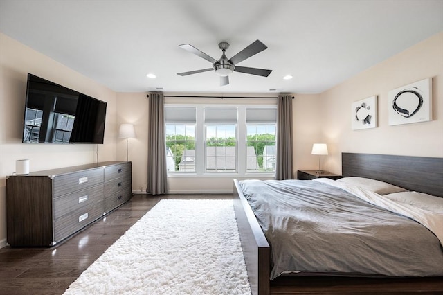 19 Locust Ln Unit 19, Hopkinton, MA 01748 - bedroom with recessed lighting, baseboards, dark wood finished floors, and ceiling fan