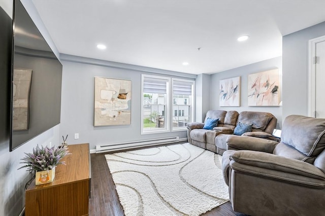 19 Locust Ln Unit 19, Hopkinton, MA 01748 - living area featuring baseboard heating, wood finished floors, recessed lighting, and baseboards