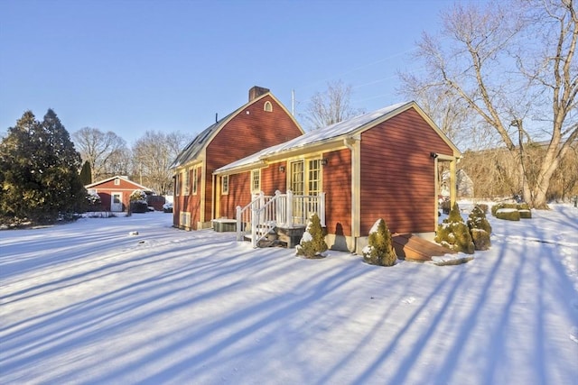 view of snow covered exterior