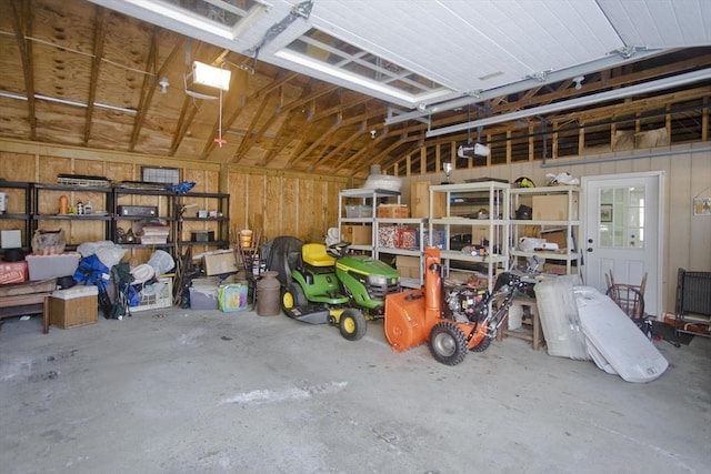 garage with a garage door opener