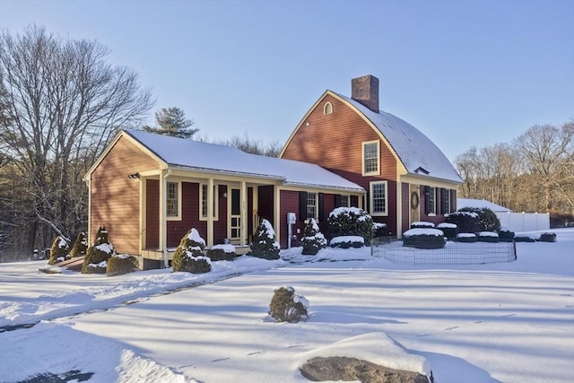 view of snow covered property