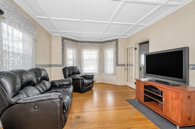 living room with light wood-type flooring