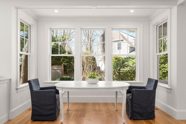 32 S Woodside Ave, Wellesley, MA 02482 - living area with plenty of natural light, wood finished floors, baseboards, and ornamental molding