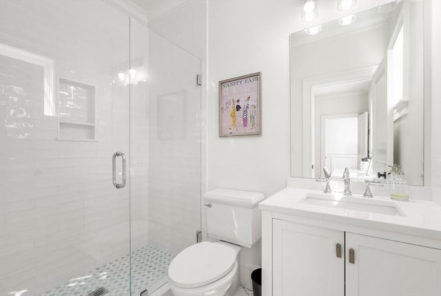 32 S Woodside Ave, Wellesley, MA 02482 - full bath featuring vanity, a shower stall, and toilet