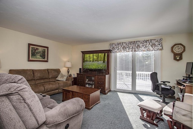 living room with carpet flooring