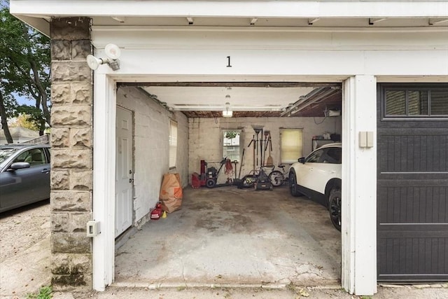 view of garage