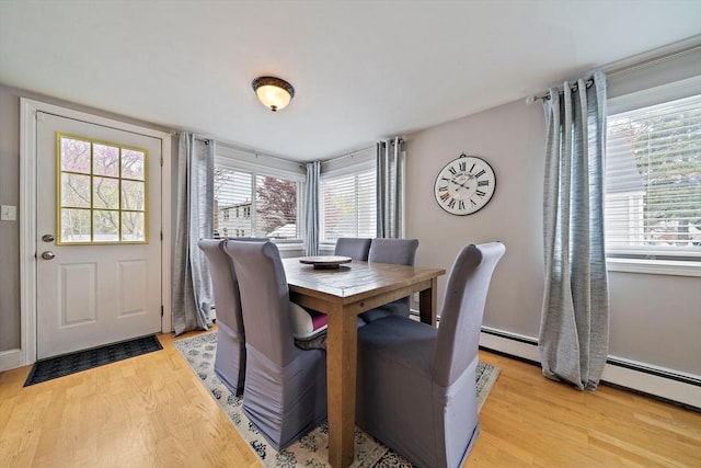 dining area featuring light wood-style flooring