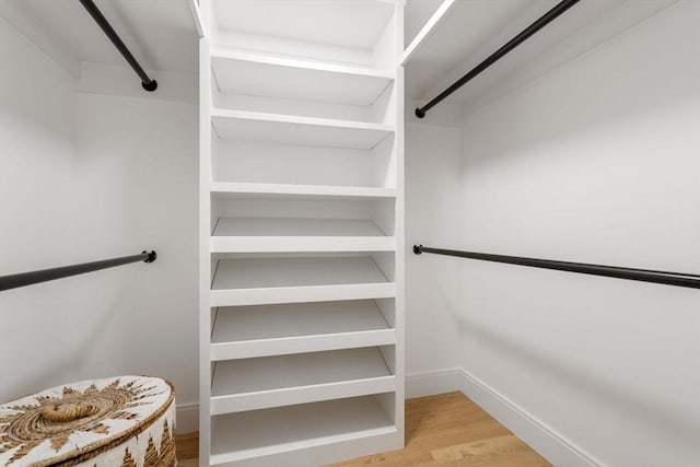 spacious closet featuring light hardwood / wood-style floors