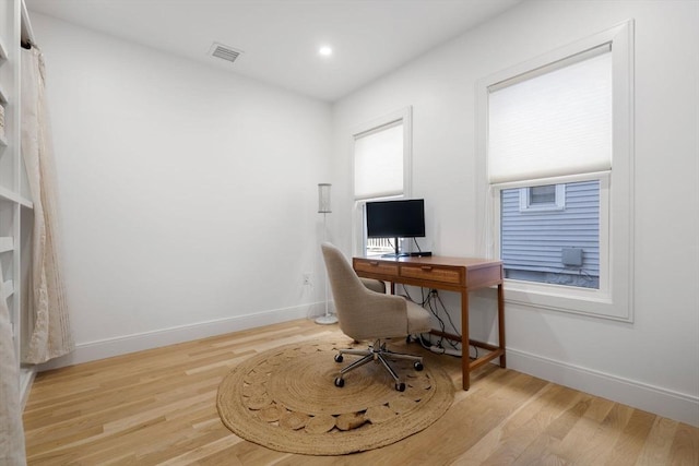 office featuring light wood-type flooring