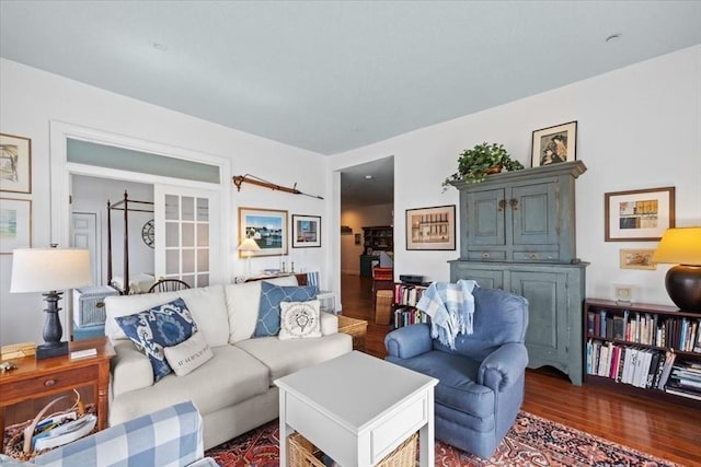 living room with wood finished floors