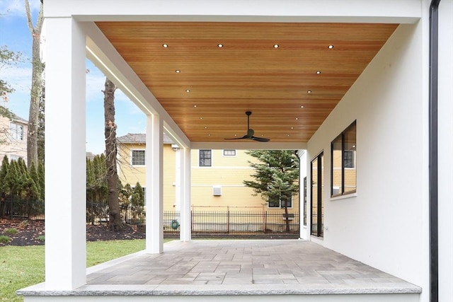 view of patio with ceiling fan