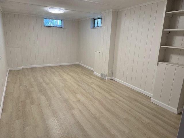 24 City View Ave, West Springfield, MA 01089 - basement with light wood-style flooring and wood walls