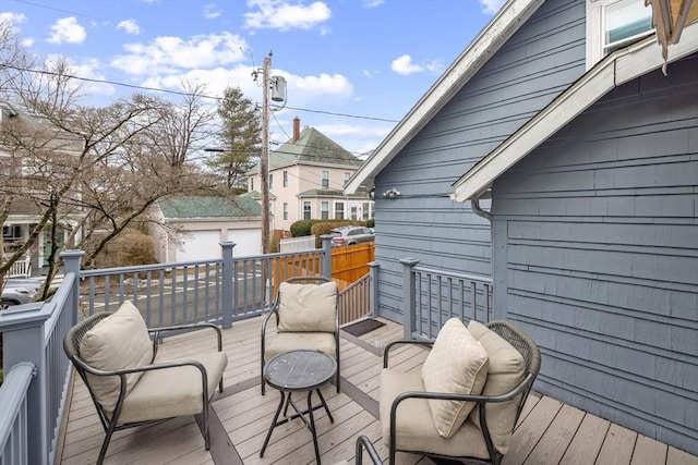 deck featuring an outdoor structure