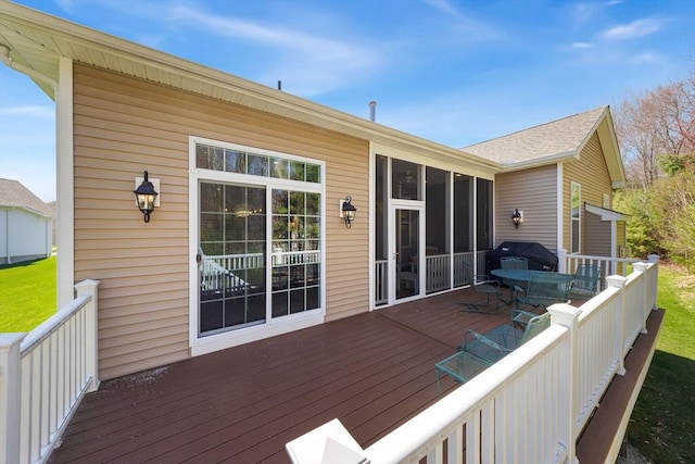 deck with area for grilling