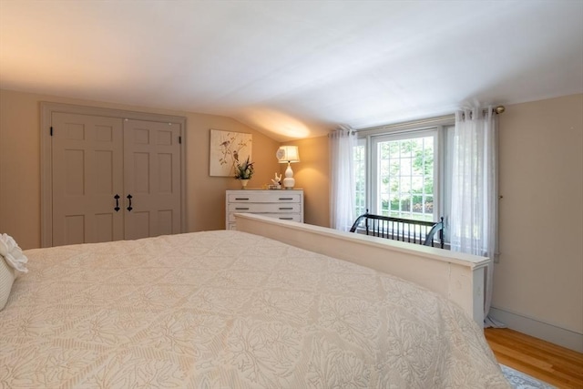 188 Main St, Wilbraham, MA 01095 - bedroom featuring lofted ceiling, wood finished floors, and a closet