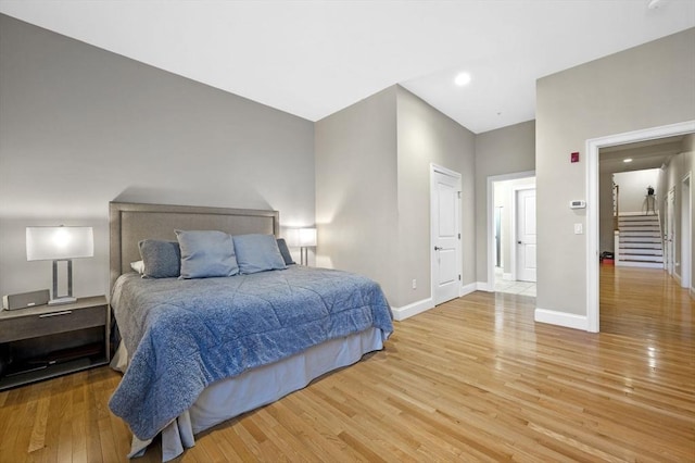 bedroom with light wood-type flooring