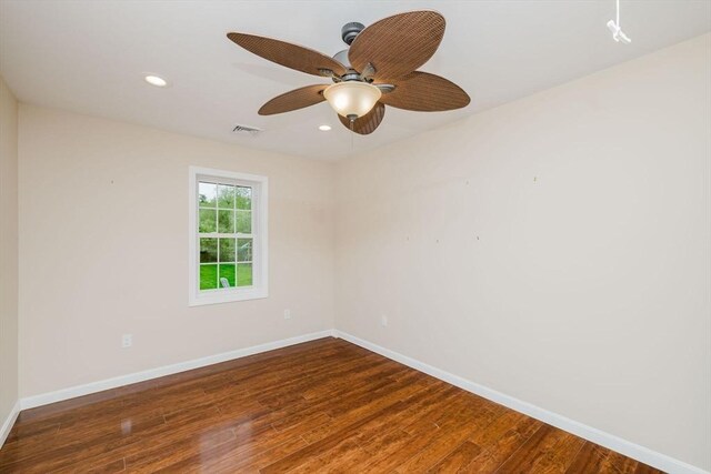 9 Mount Hope St, North Attleboro, MA 02760 - spare room featuring baseboards, wood finished floors, ceiling fan, and recessed lighting