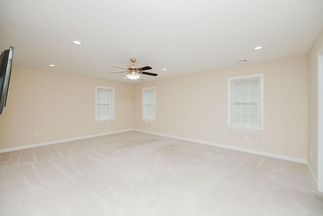 9 Mount Hope St, North Attleboro, MA 02760 - empty room with light colored carpet, baseboards, a ceiling fan, and recessed lighting