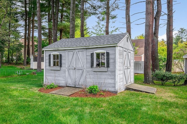 view of shed