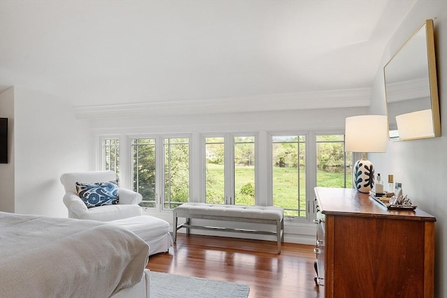 196 Elm St, Concord, MA 01742 - bedroom featuring dark wood finished floors and ornamental molding