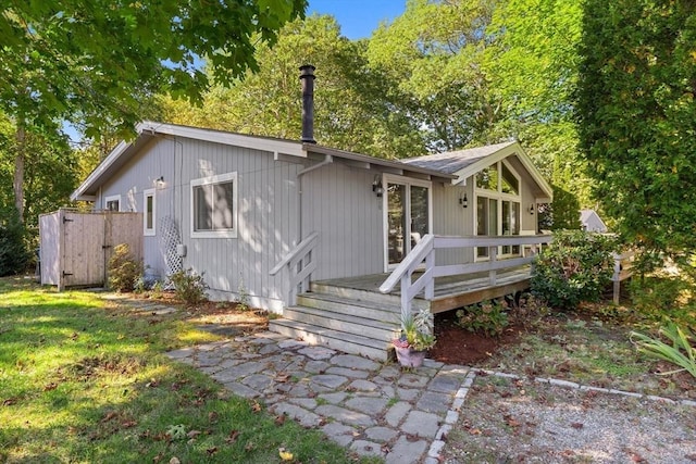 view of front of property with a deck