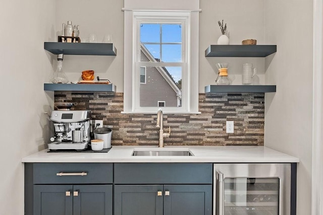 170 Lafayette Ave, Wrentham, MA 02093 - bar area with wine cooler and tasteful backsplash