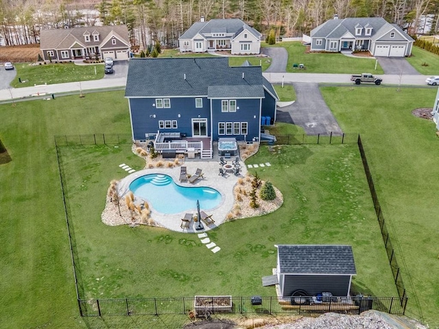 170 Lafayette Ave, Wrentham, MA 02093 - aerial perspective of suburban area featuring a pool