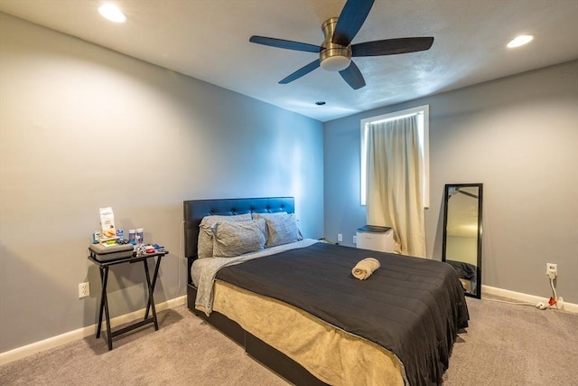 27 Harrison St Unit C, Boston, MA 02131 - bedroom with light colored carpet, recessed lighting, and ceiling fan