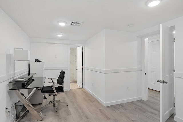 office area featuring light wood-type flooring