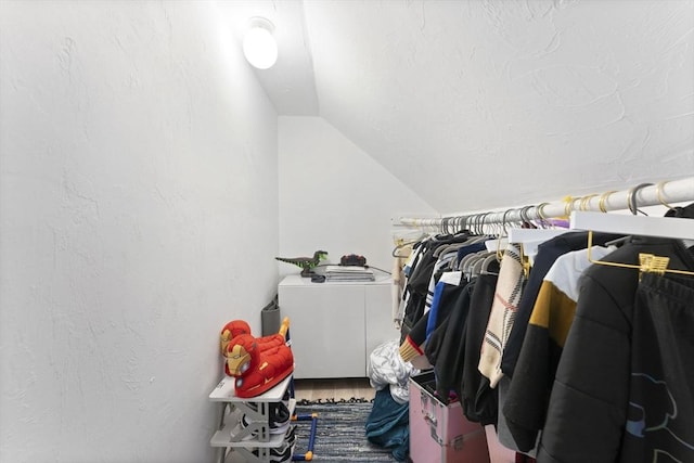 spacious closet with lofted ceiling